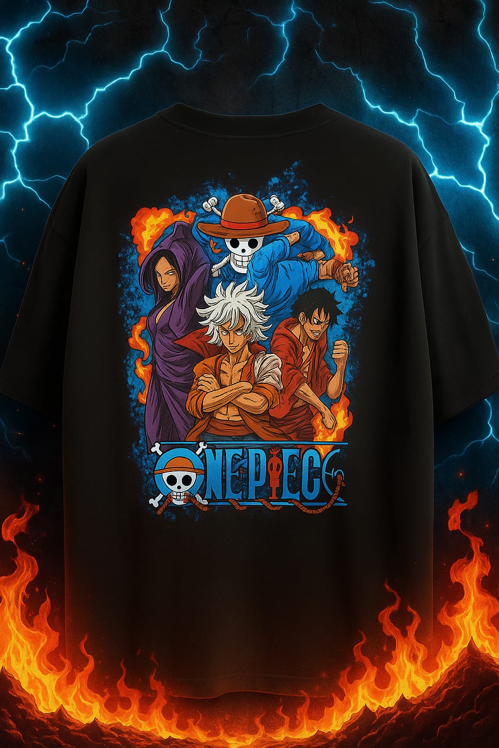 🔥 One Piece Legacy Dual-Side Oversized Tee – “Straw Hat Soul” Edition